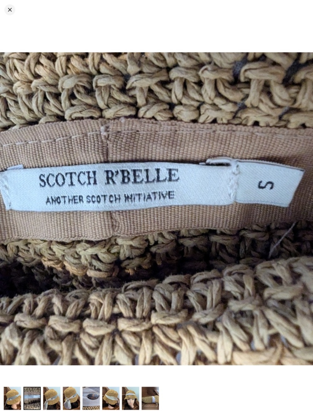 Scotch R'belle Packable Tan Straw Bucket Hat with Ribbon Size small - Picture 2 of 7